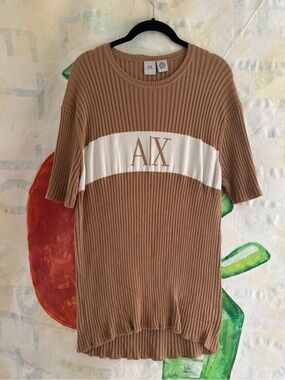 Armani Exchange Tan Ribbed Knit Crewneck Top - Men’s XL